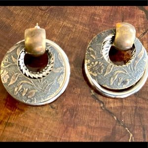 Metal dangling pierced earrings